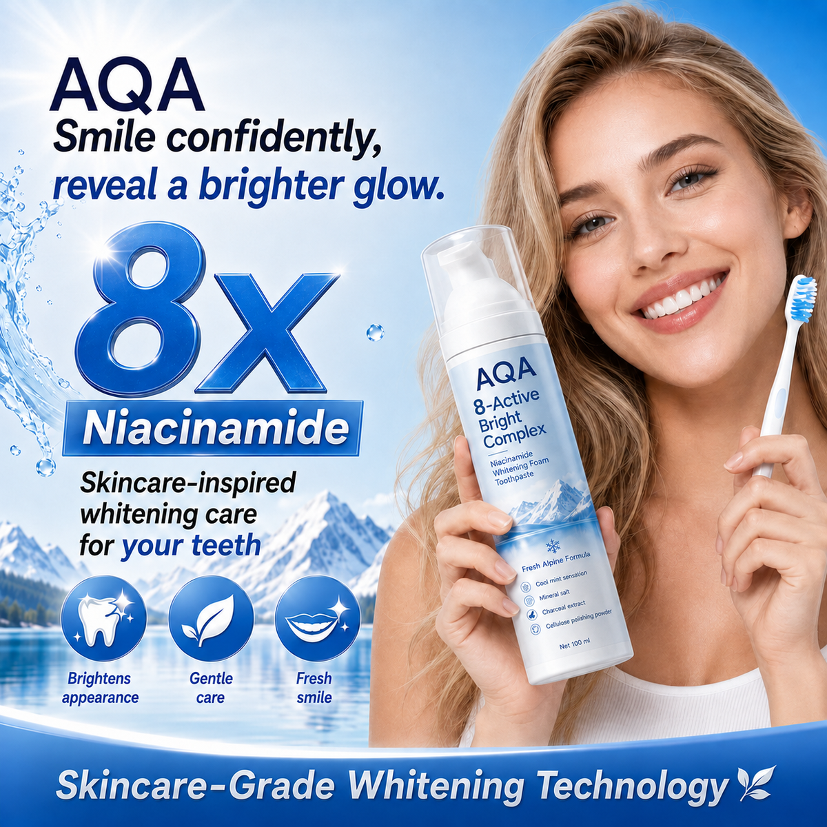 [Professional Grade] AQA Niacinamide Foaming Toothpaste 8X-gm