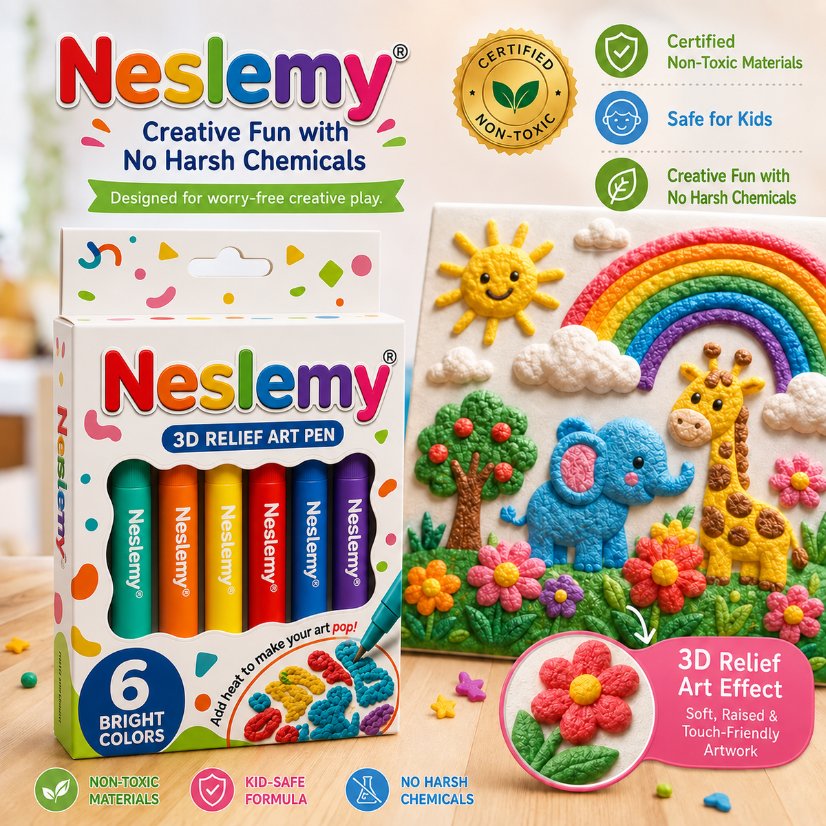Neslemy® 3D Puff Art Pens – Draw, Heat & Watch It Rise