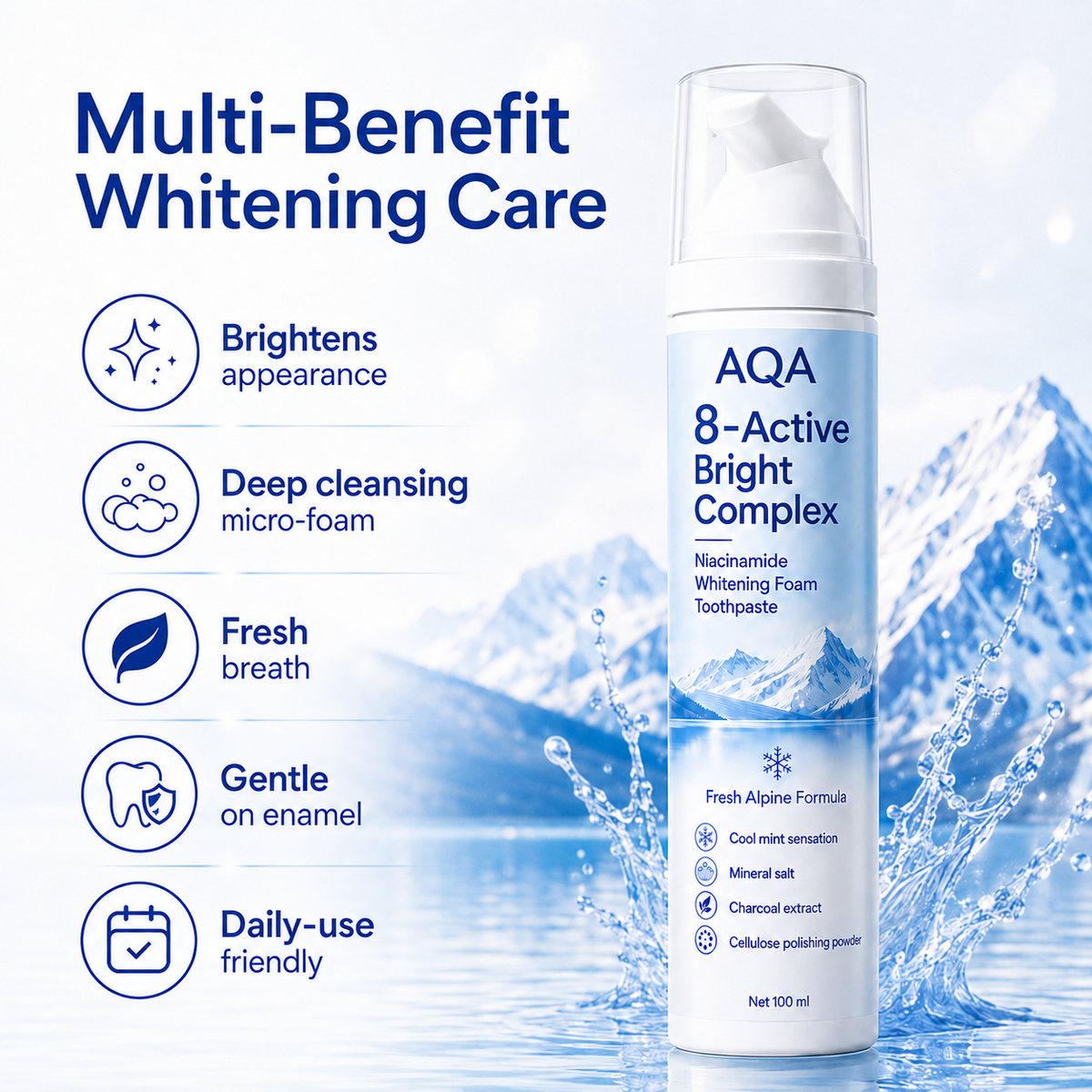 [Professional Grade] AQA Niacinamide Foaming Toothpaste 8X-gm