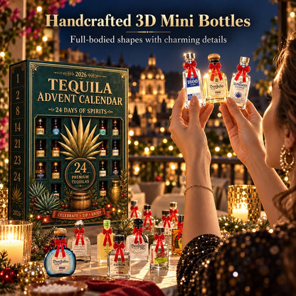 🎁24‑Day Mini Tequila Bottle Advent Box🥃, Holiday Countdown Bar & Tabletop Decor🎅