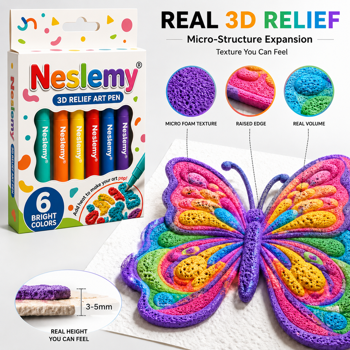 Neslemy® 3D Puff Art Pens – Draw, Heat & Watch It Rise