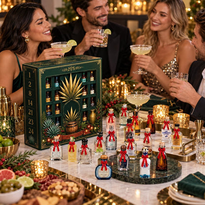 🎁24‑Day Mini Tequila Bottle Advent Box🥃, Holiday Countdown Bar & Tabletop Decor🎅