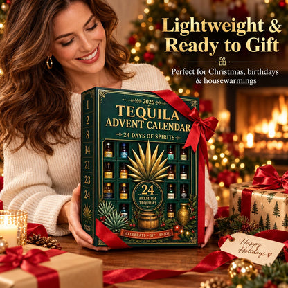 🎁24‑Day Mini Tequila Bottle Advent Box🥃, Holiday Countdown Bar & Tabletop Decor🎅