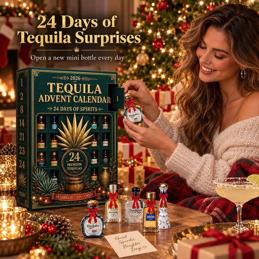 🎁24‑Day Mini Tequila Bottle Advent Box🥃, Holiday Countdown Bar & Tabletop Decor🎅